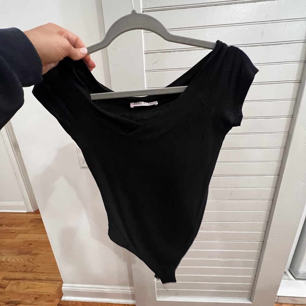 Black ribbed bodysuit